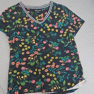 H&M Black Short Sleeve Tee with Sporty Ribbed Trim